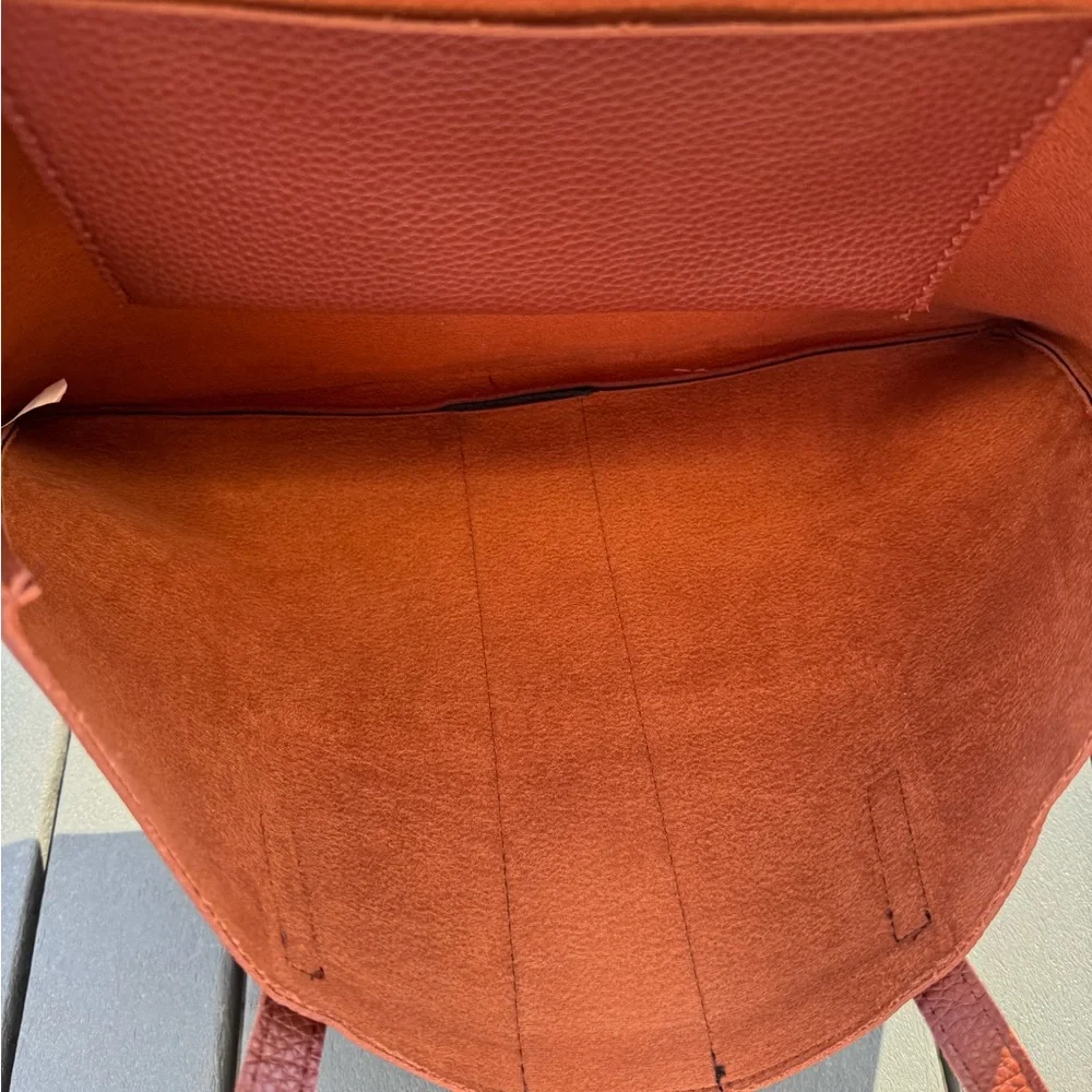 Vince Camuto Luck Tote Shoulder Bag Laptop Tablet Dark Cognac Brown w/ Black